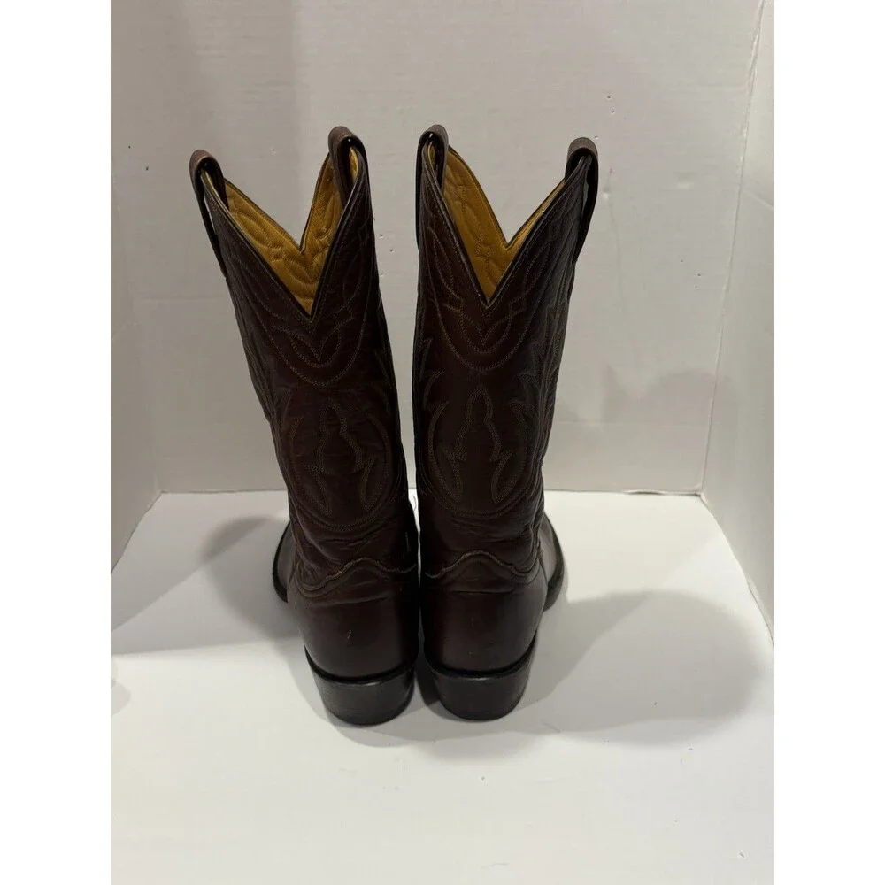 Nocona Brown Leather Western Cowboy Boots Men’s Size 9 D Made in USA Vintage